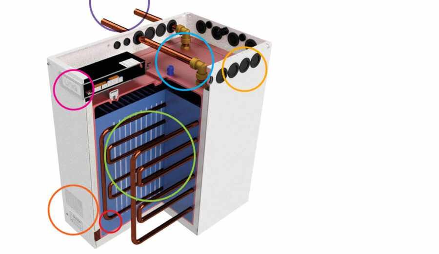 Inside view of thermal storage water heater